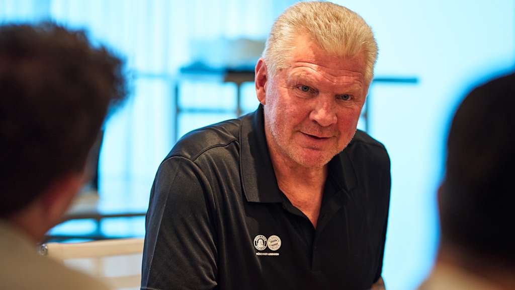 FC Bayern legend Stefan Effenberg at a press conference in Miami.