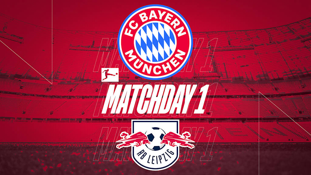 Grafik mit den Logos des FC Bayern und RB Leipzig auf rotem Hintergrund