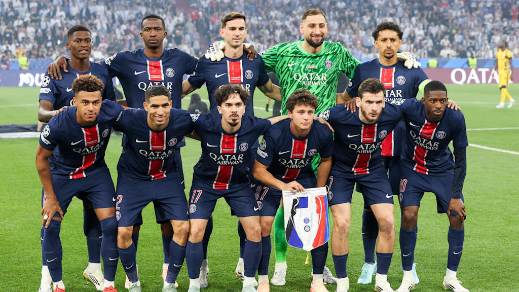 Das Team von Paris Saint-Germain vor dem Champions League-Finale gegen Inter Mailand