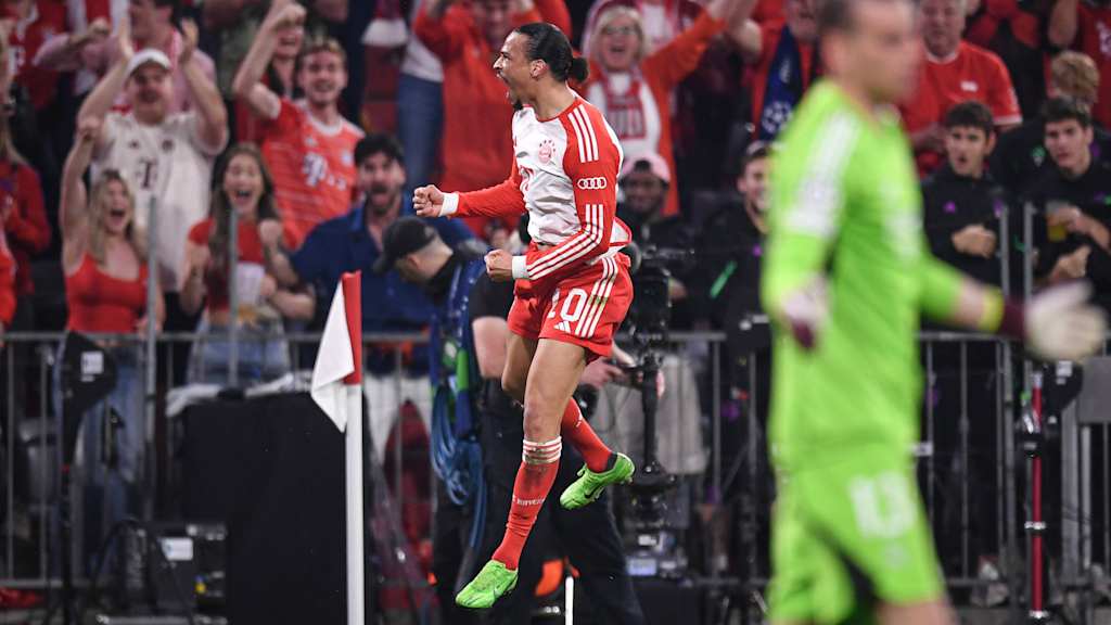 Leroy Sané bejubelt sein Tor im Champions League-Halbfinale des FC Bayern gegen Real Madrid.