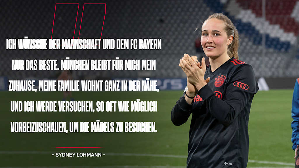 Zitatgrafik: Sydney Lohmann klatscht nach dem Heimspiel gegen den FC Barcelona mit den Händen und bedankt sich bei den Fans.