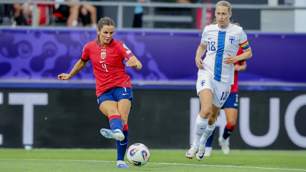 Tuva Hansen in action for Norway in the match against Finland.