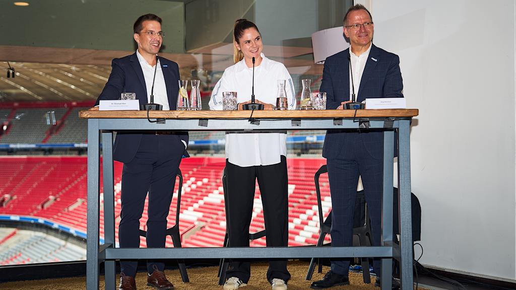 Sarah Zadrazil at the event for the “Not all heroes wear jerseys” campaign at the Allianz Arena