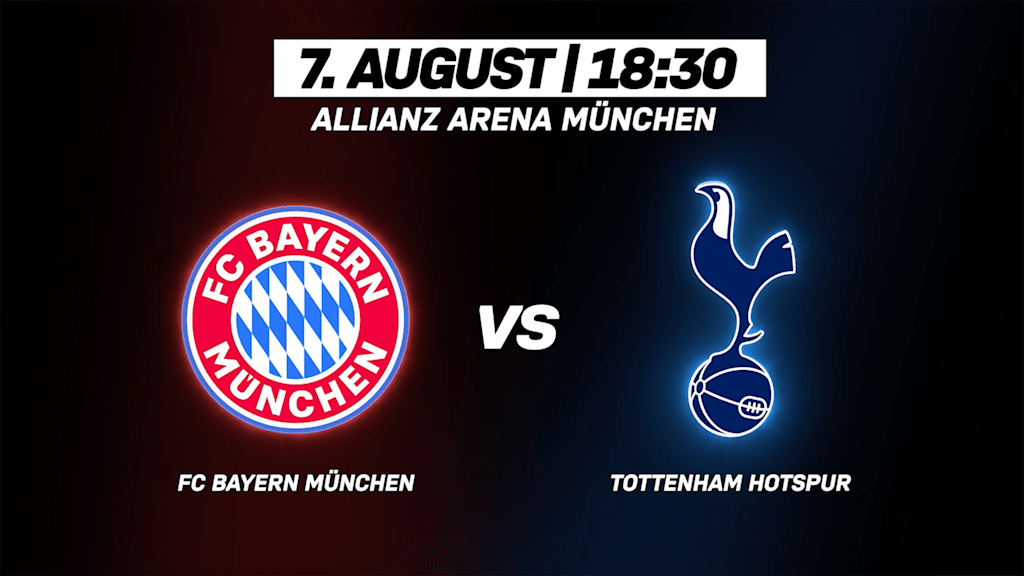 Grafik mit den Logos des FC Bayern und von Tottenham Hotspur