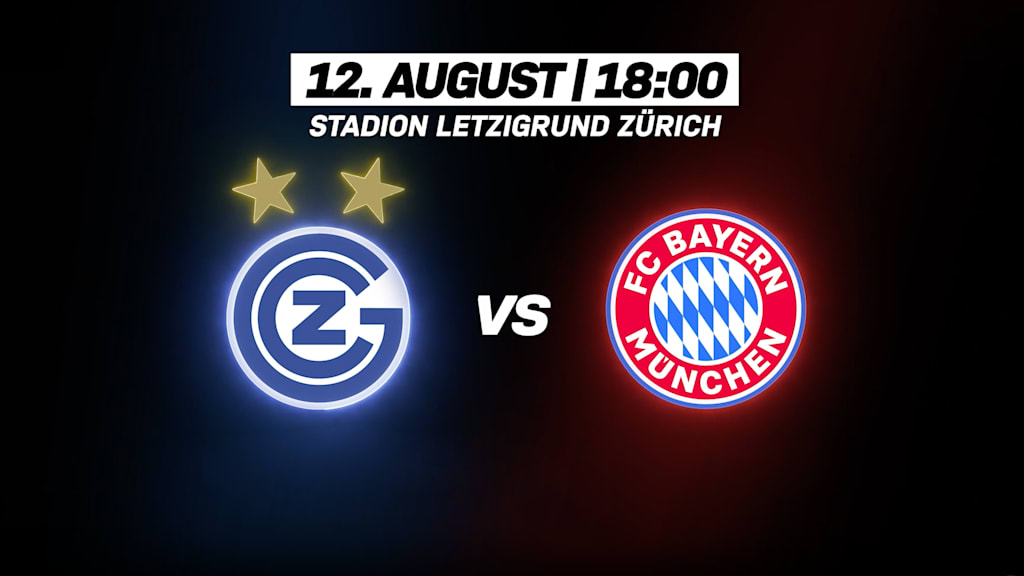 Graphic with the logos of FC Bayern and Grasshoppers Zurich