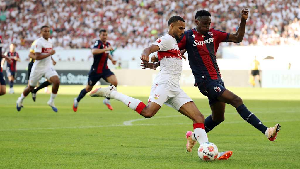 VfB Stuttgart's Josha Vagnoman playing a cross in a friendly.
