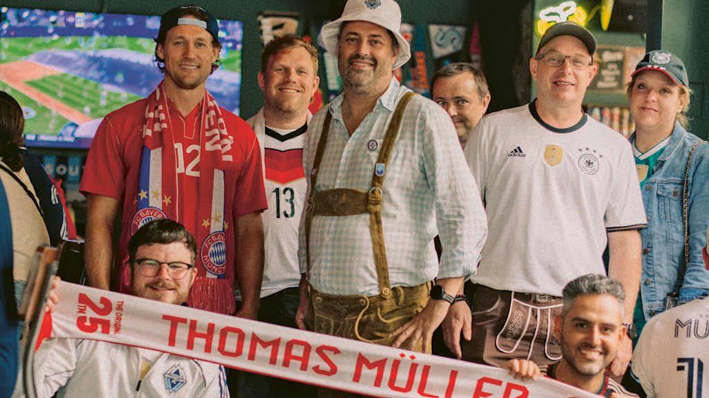 Group photo of FC Bayern fans in Vancouver