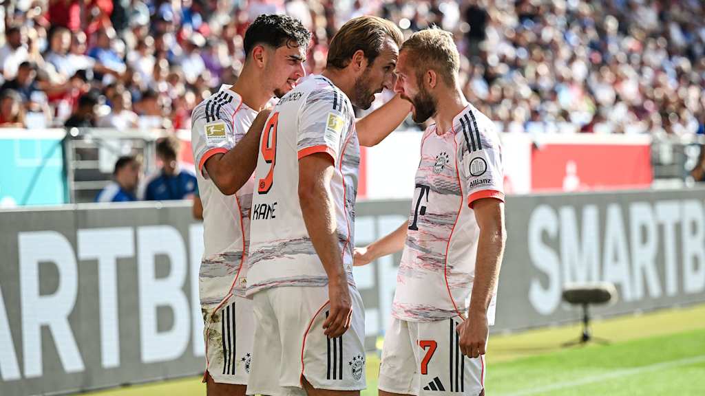 Harry Kane bejubelt sein Tor zum 1:0 im Bundesliga-Spiel des FC Bayern bei der TSG 1899 Hoffenheim.