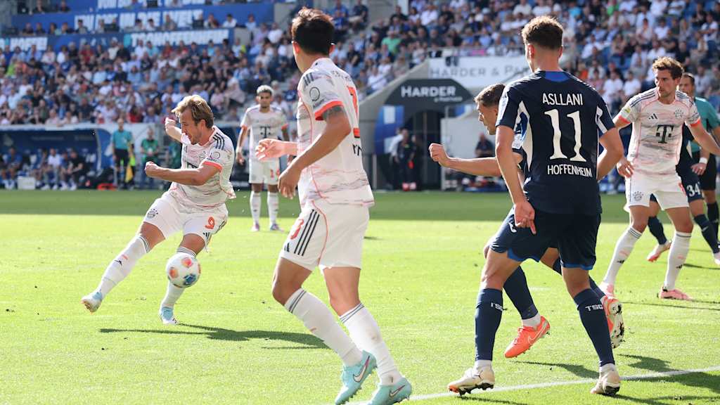 Harry Kane erzielt das Tor zum 1:0 im Bundesliga-Spiel des FC Bayern bei der TSG 1899 Hoffenheim.