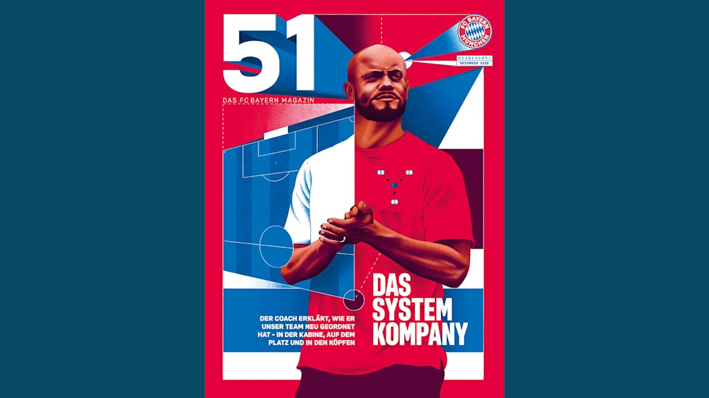Cover des FC Bayern Magazin 51 mit einer Illustration von Chefcoach Vincent Kompany