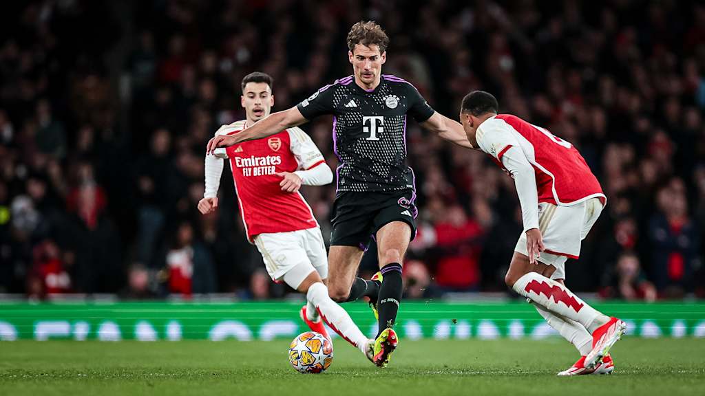 Leon Goretzka im Zweikampf im Spiel des FC Bayern gegen Arsenal