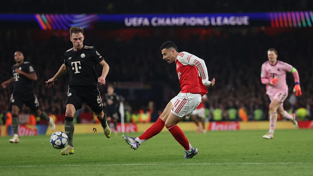 Martinelli erzielt im Spiel des FC Arsenal gegen den FC Bayern das Tor zum 3:1