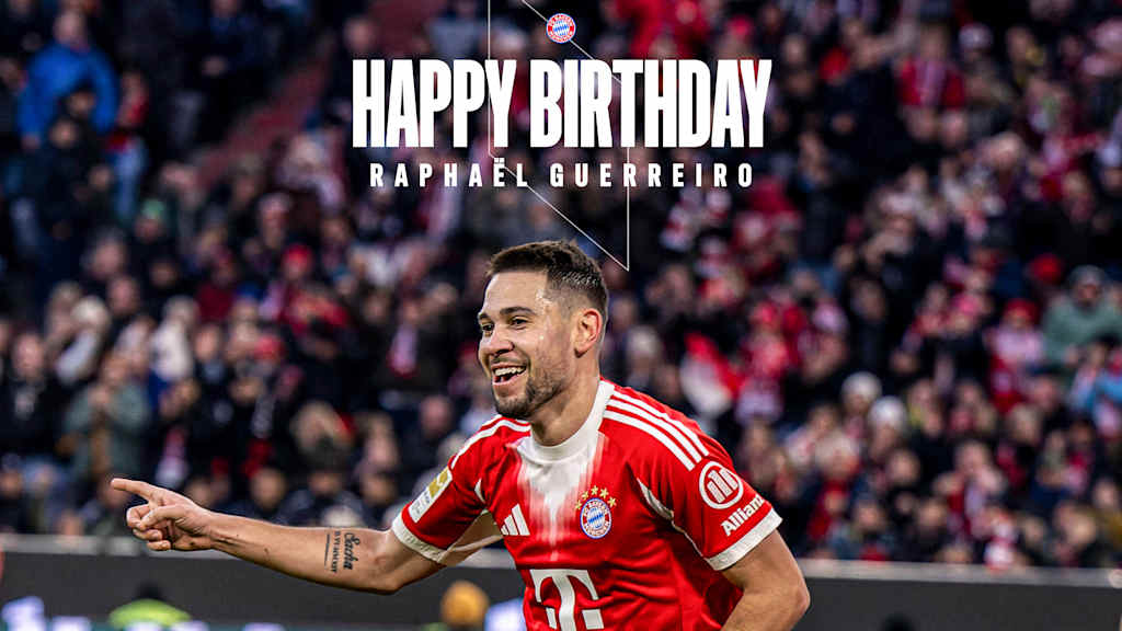 Eine Grafik mit Happy Birthday und einem jubelnden Raphael Guerreiro im roten Home Trikot.