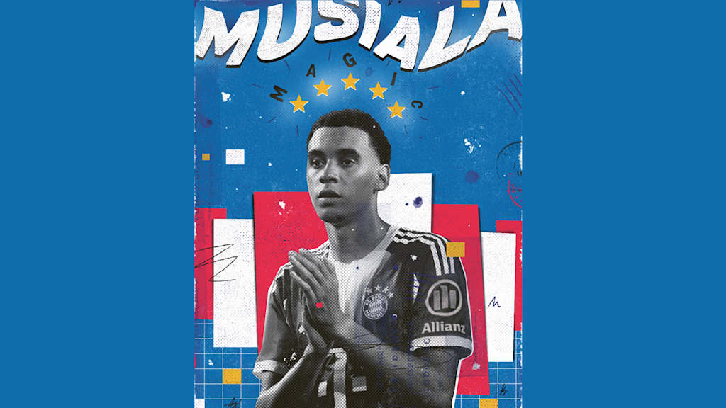 Eine Grafik aus dem FC Bayern-Mitgliedermagazin 51 zeigt Jamal Musiala.