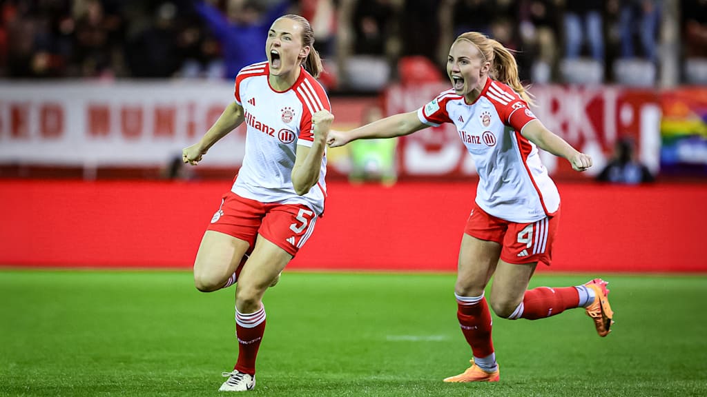 Magdalena Eriksson bejubelt ihren Treffer gegen den SV Werder Bremen.