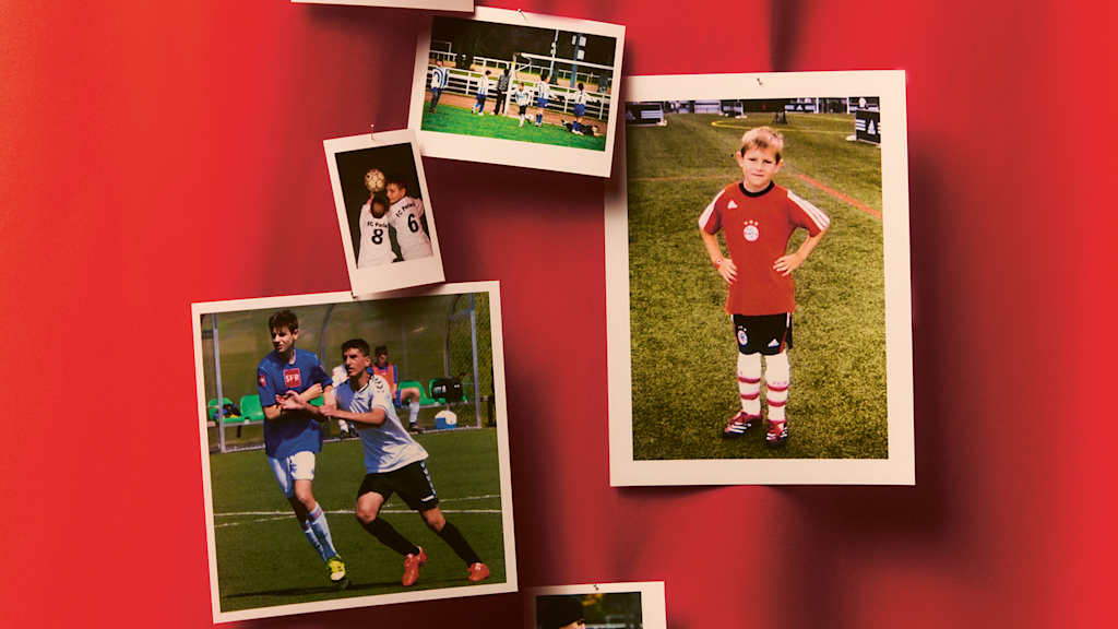 Kindheitsbilder von Josip Stanisic hängen an einer Wand.