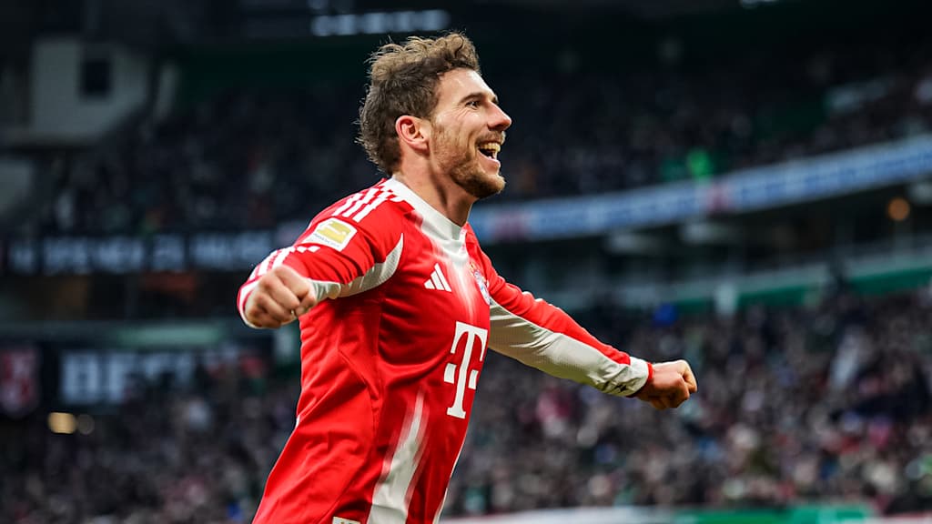 Leon Goretzka jubelt nach seinem Treffer zum 3:0 während des Bundesliga-Gastspiels des FC Bayern beim SV Werder Bremen