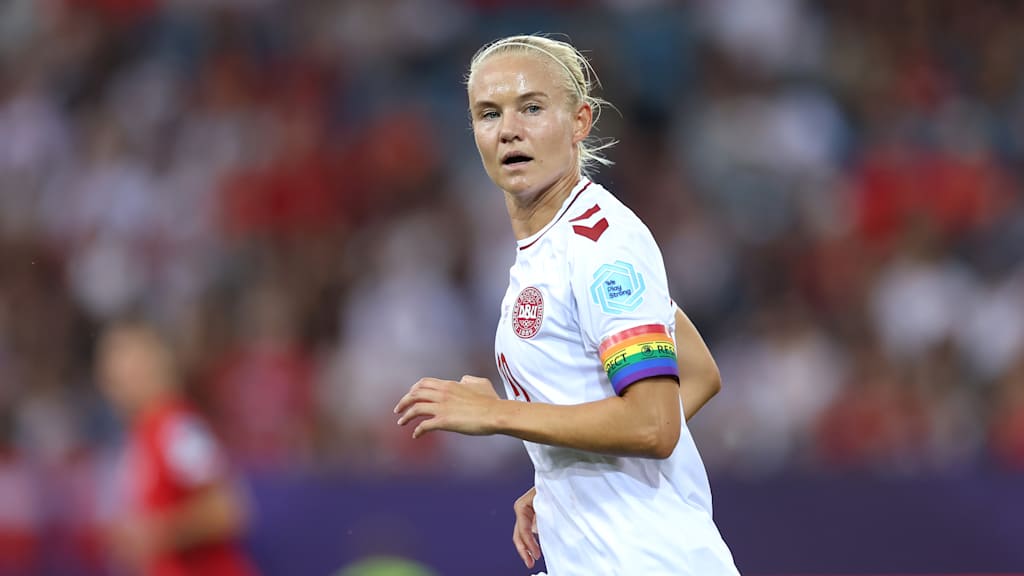 Pernille Harder im Einsatz für die dänische Nationalmannschaft.