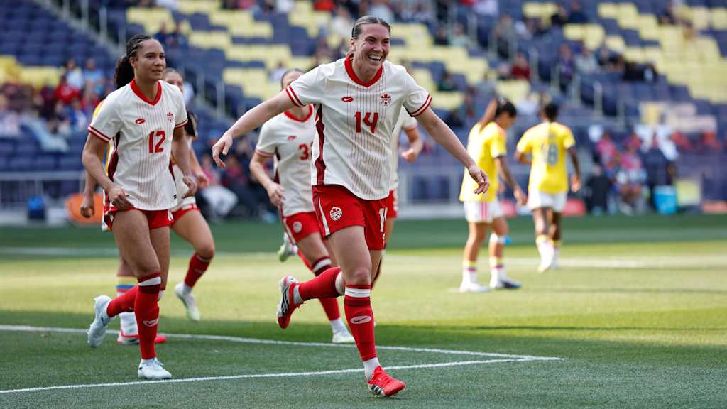 Vanessa Gilles beim Torjubel im Spiel gegen Kolumbien