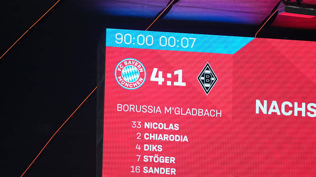 Der Endstand des Bundesliga-Spiels des FC Bayern gegen Borussia Mönchengladbach.