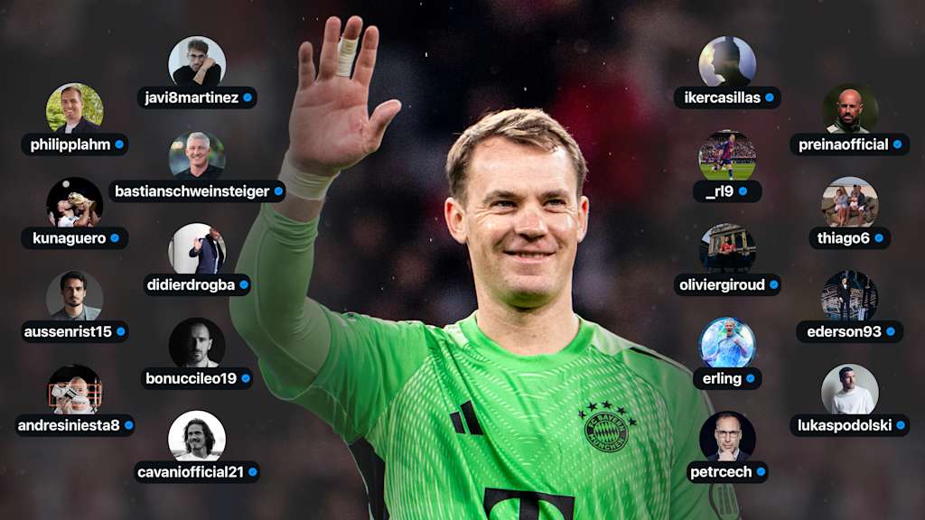 Eine Grafik mit Manuel Neuer im grünen Trikot.