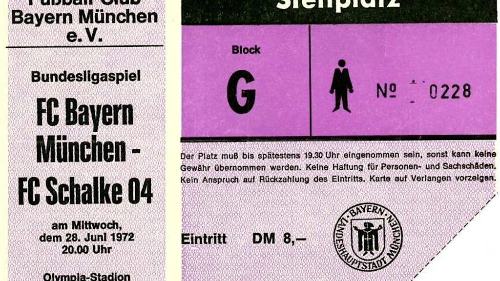 Die Karte fürs Meister-Finale 1972: Der Platz muß bis spätestens 19.30 Uhr eingenommen sein!