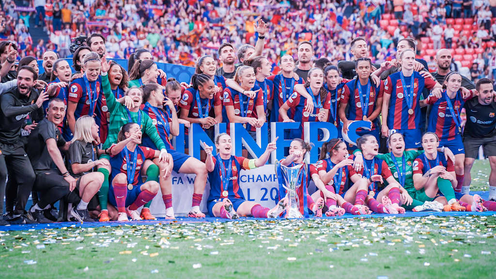 Der FC Barcelona bejubelt den Champions League-Triumph 2024.