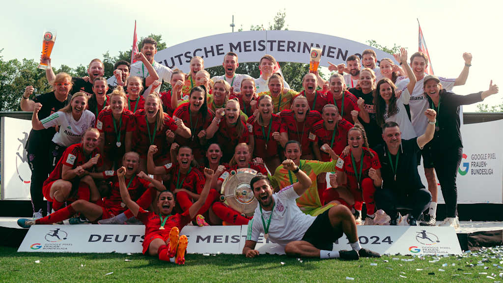 FCB Women celebrate winning the Bundesliga title in 2024.