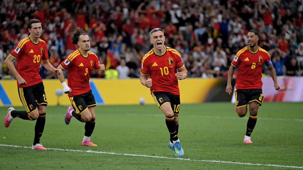 Leandro Trossard jubelt während des 5:1-Sieges von Belgien gegen Neuseeland bei der Weltmeisterschaft 2026