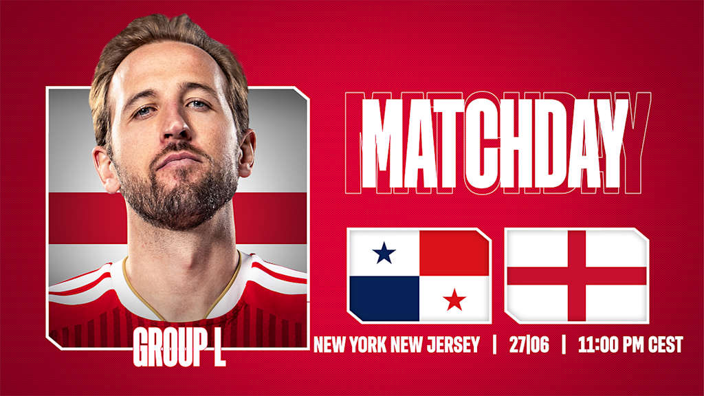 Grafik mit Harry Kane sowie den Flaggen von Panama und England und dem Schriftzug Matchday