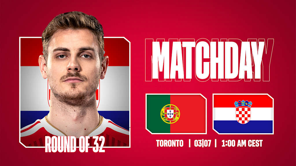 Grafik mit Josip Stanišić den Flaggen von Kroatien und Portugal sowie dem Schriftzug Matchday