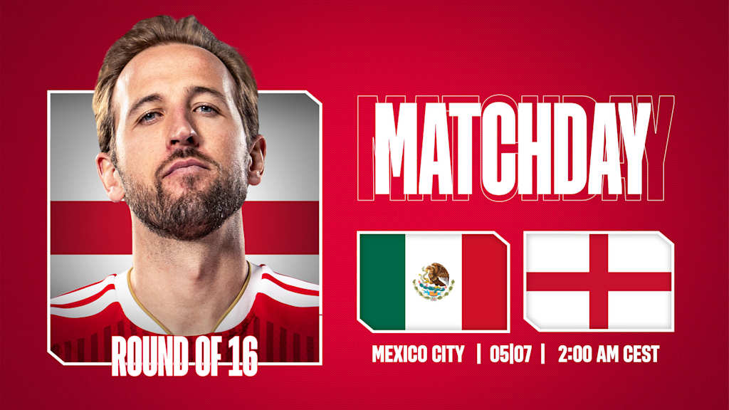Harry Kane mit den Fahnen von England und Mexiko