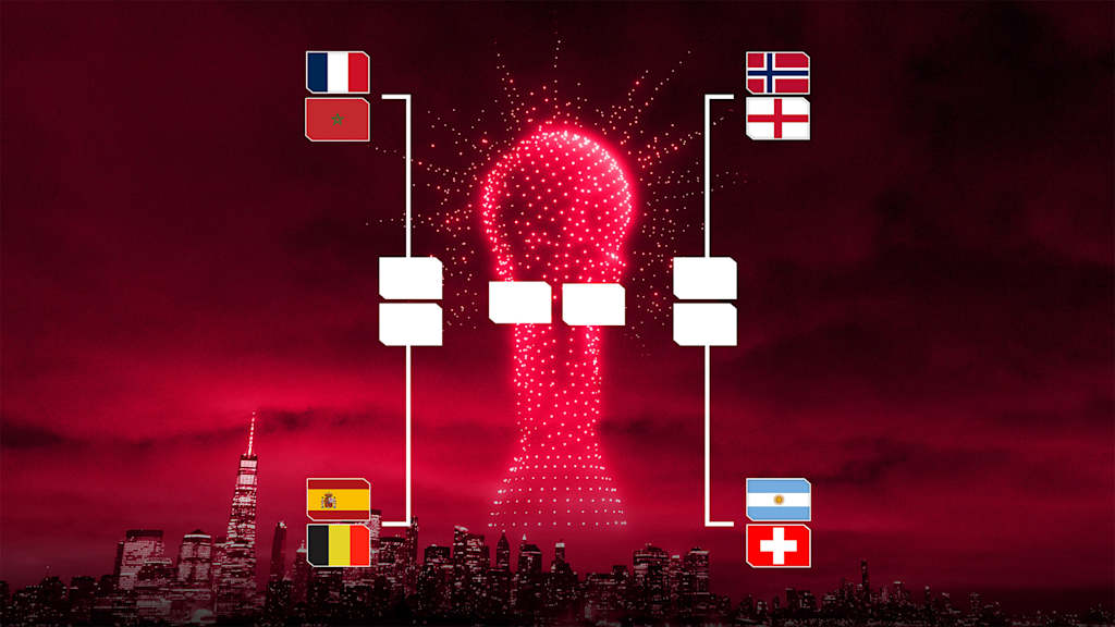 Grafik mit dem Turnierbaum der WM zum Viertelfinale