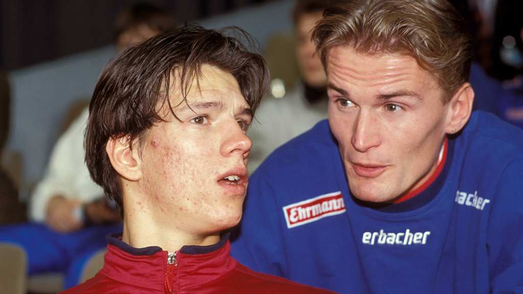 A pair of Bayern number 8s: Christian Ziege and former Munich man Manni Bender.
