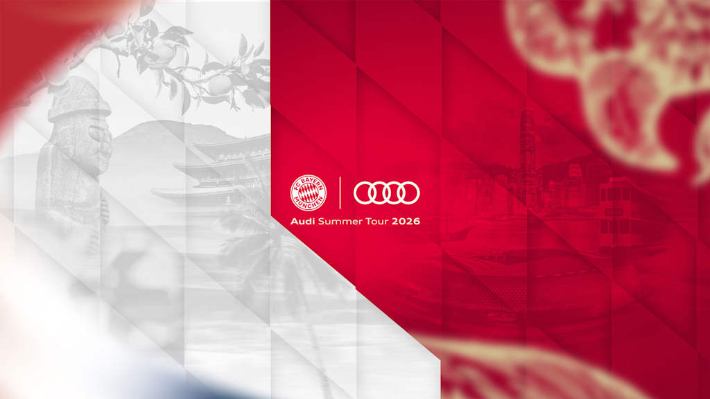 Graphic of Audi Summer Tour with the FC Bayern and Audi logos