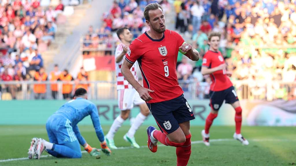 Harry Kane jubelt nach einem Tor für die englische Auswahl in Kroatien