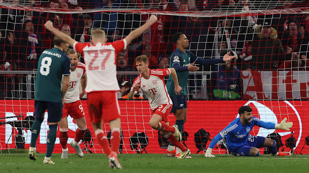 FC Bayern players celebrate after their 1–0 win over Arsenal