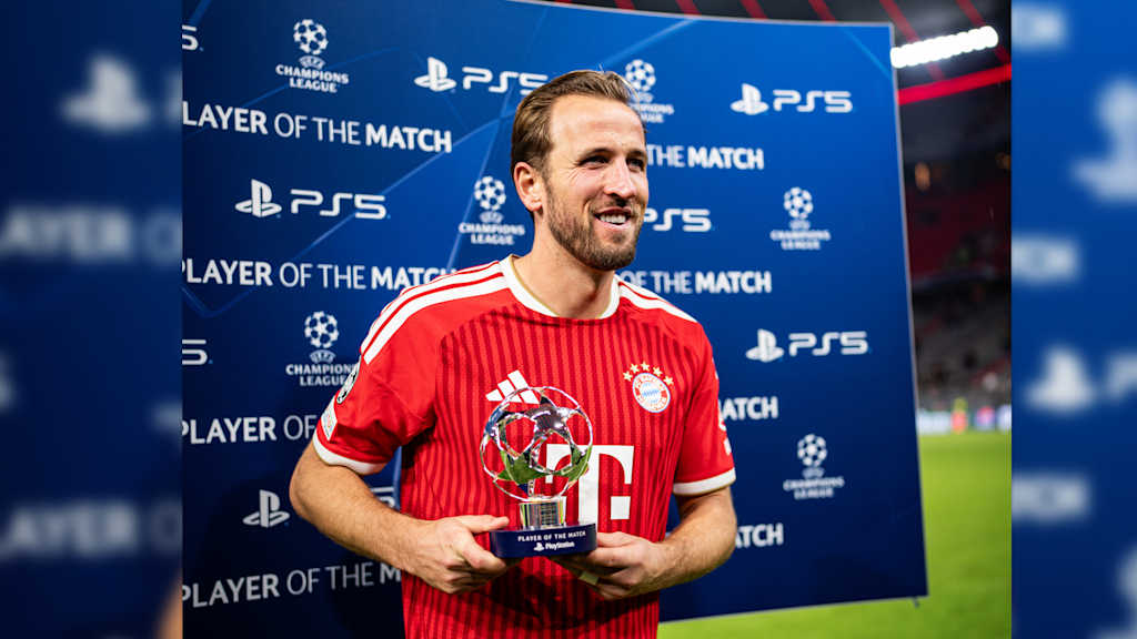 Harry Kane mit der Trophäe für den Man of the Match nach dem Champions League-Spiel gegen Arsenal.
