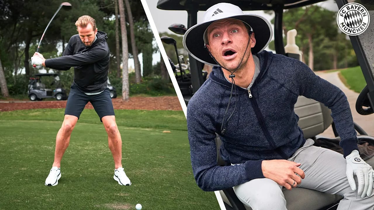 Harry Kane y Thomas Müller juegan al golf en Portugal