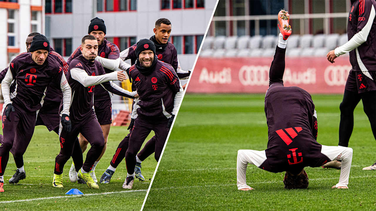 Grafik mit Best of Momenten des FC Bayern Trainings im November 2024