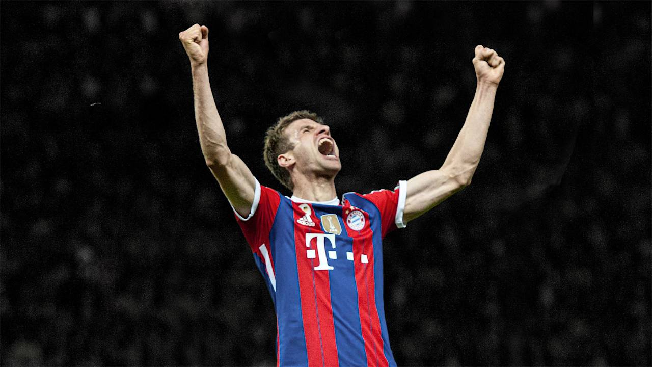 Thomas Müller bejubelt ein Tor im DFB-Pokalfinale gegen Dortmund