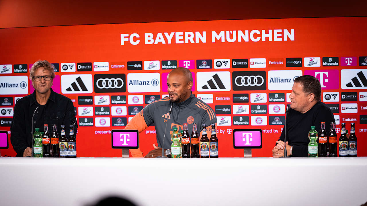 Dieter Nickles, Vincent Kompany und Max Eberl im Pressetalk vor Heimspiel gegen Hamburger SV.