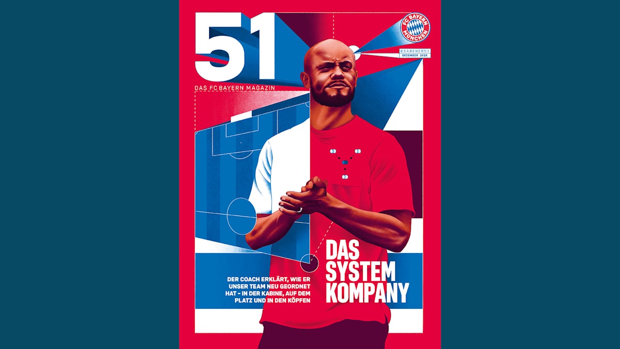Cover des FC Bayern Magazin 51 mit einer Illustration von Chefcoach Vincent Kompany