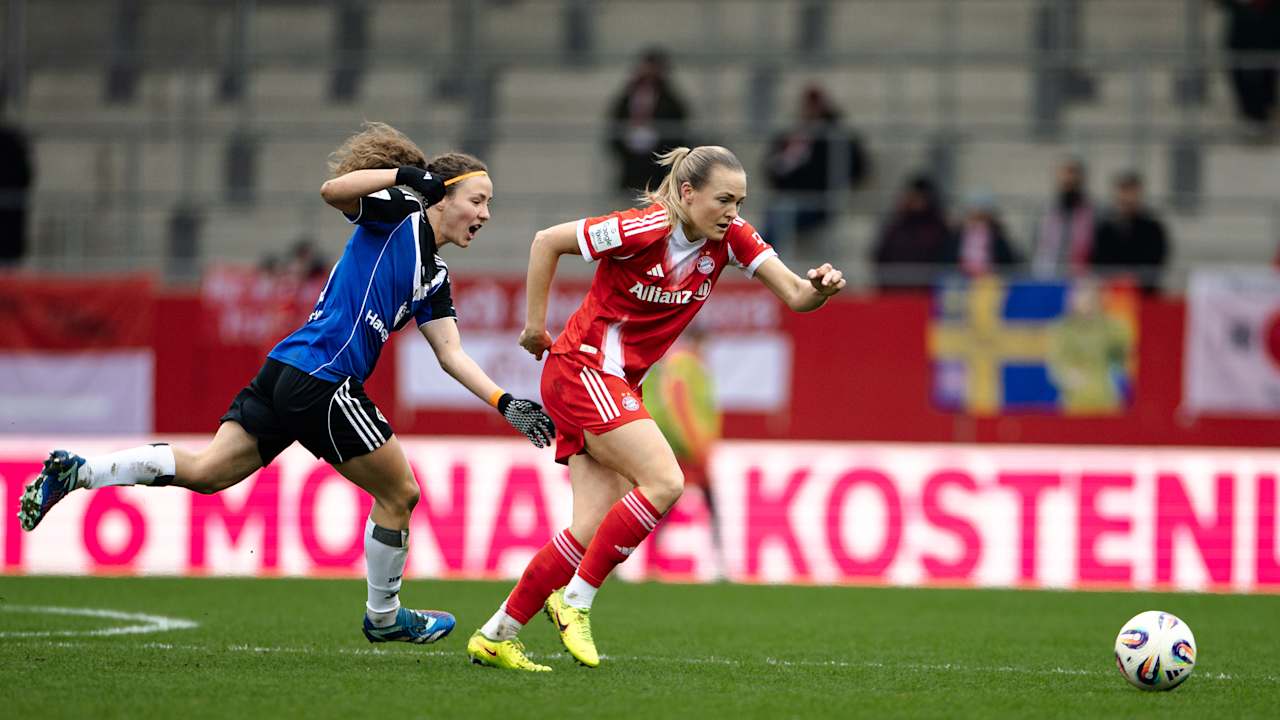 Magdalena Eriksson im Duell mit einer Spielerin des HSV.