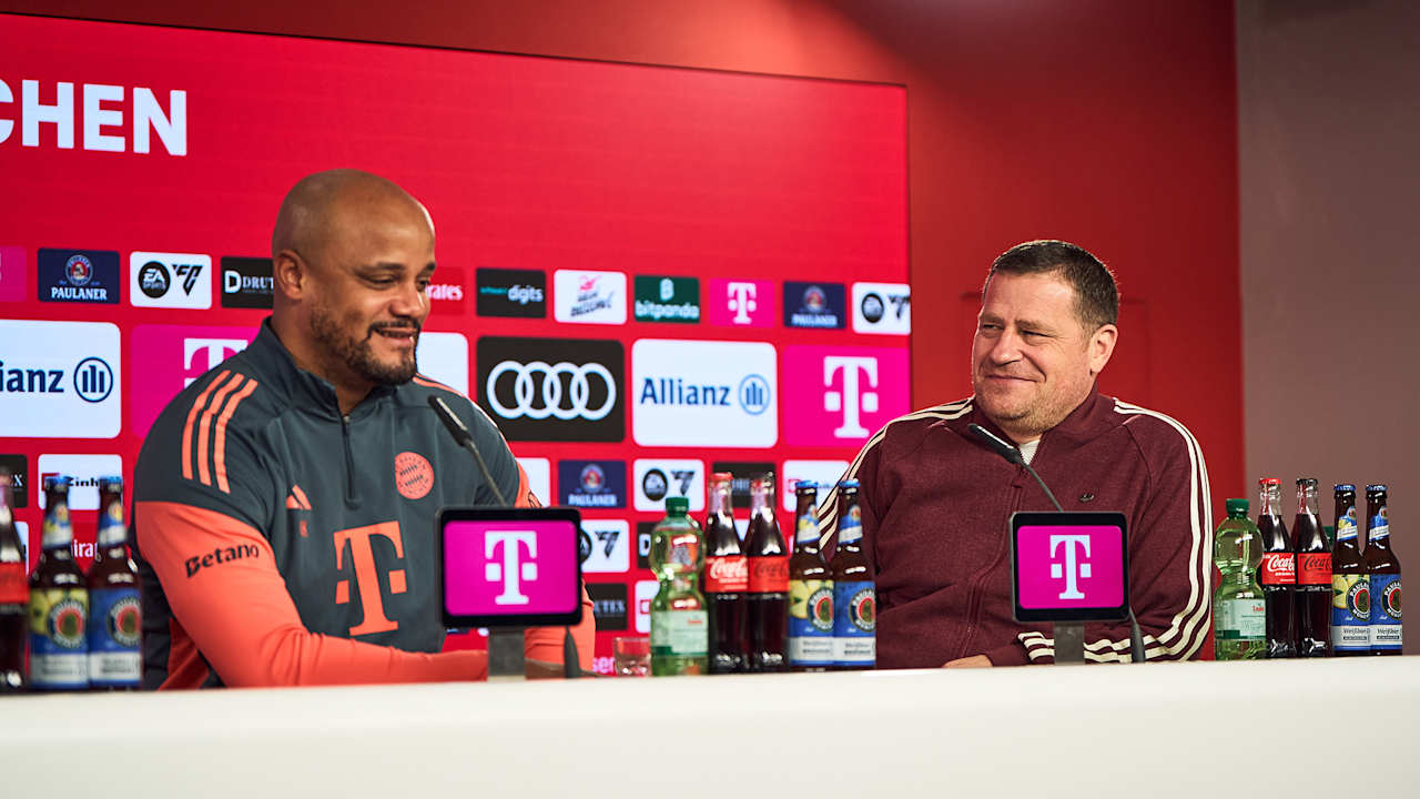 Vincent Kompany und Max Eberl sprechen in einem Pressetalk
