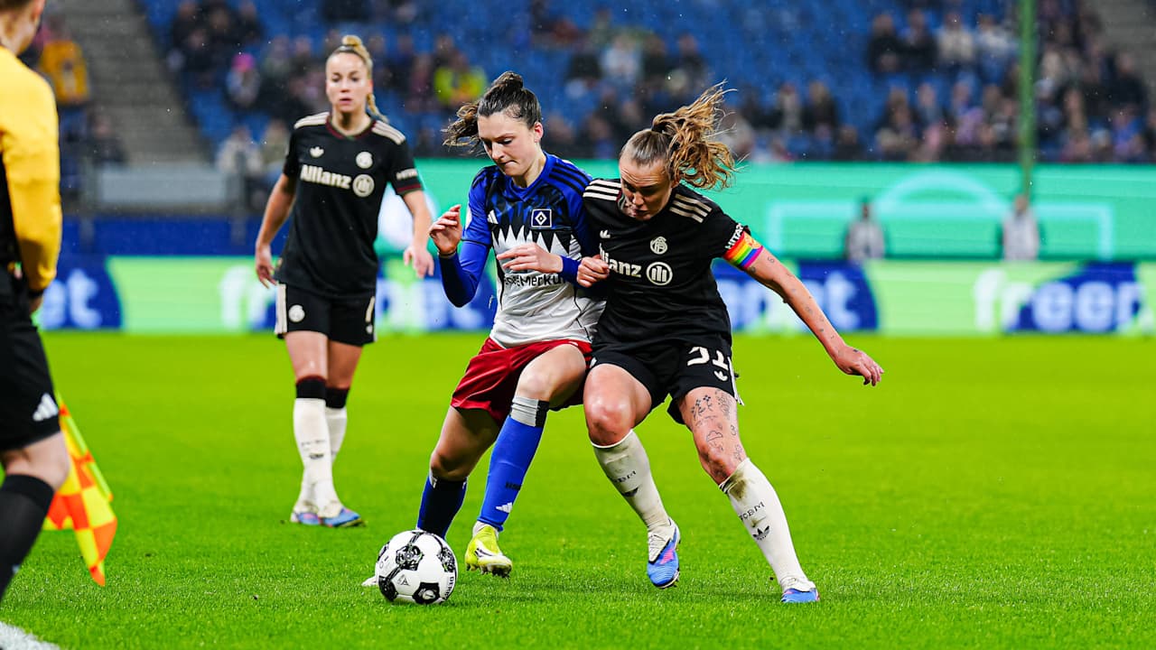 Georgia Stanway im Zweikampf während des Gastspiels beim Hamburger SV.