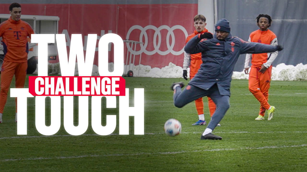 Video: Two Touch Challenge in FC Bayern training: Vincent Kompany taking a shot