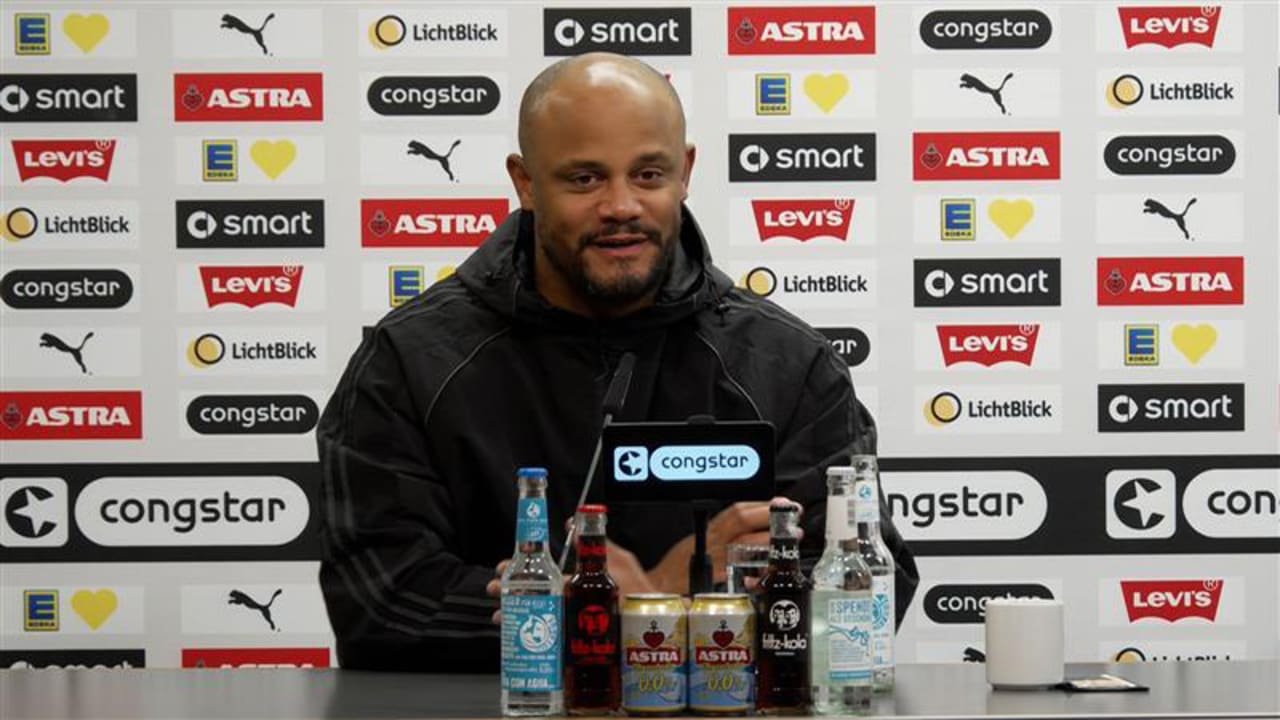 Vincent Kompany auf der Pressekonferenz nach dem 5:0-Sieg des FC Bayern auf St. Pauli