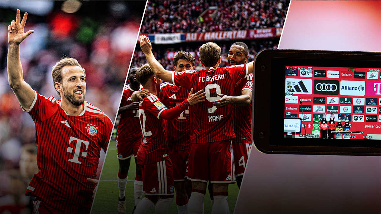 Grafik mit Harry Kane und Michael Olise bei FC Bayern TV PLUS
