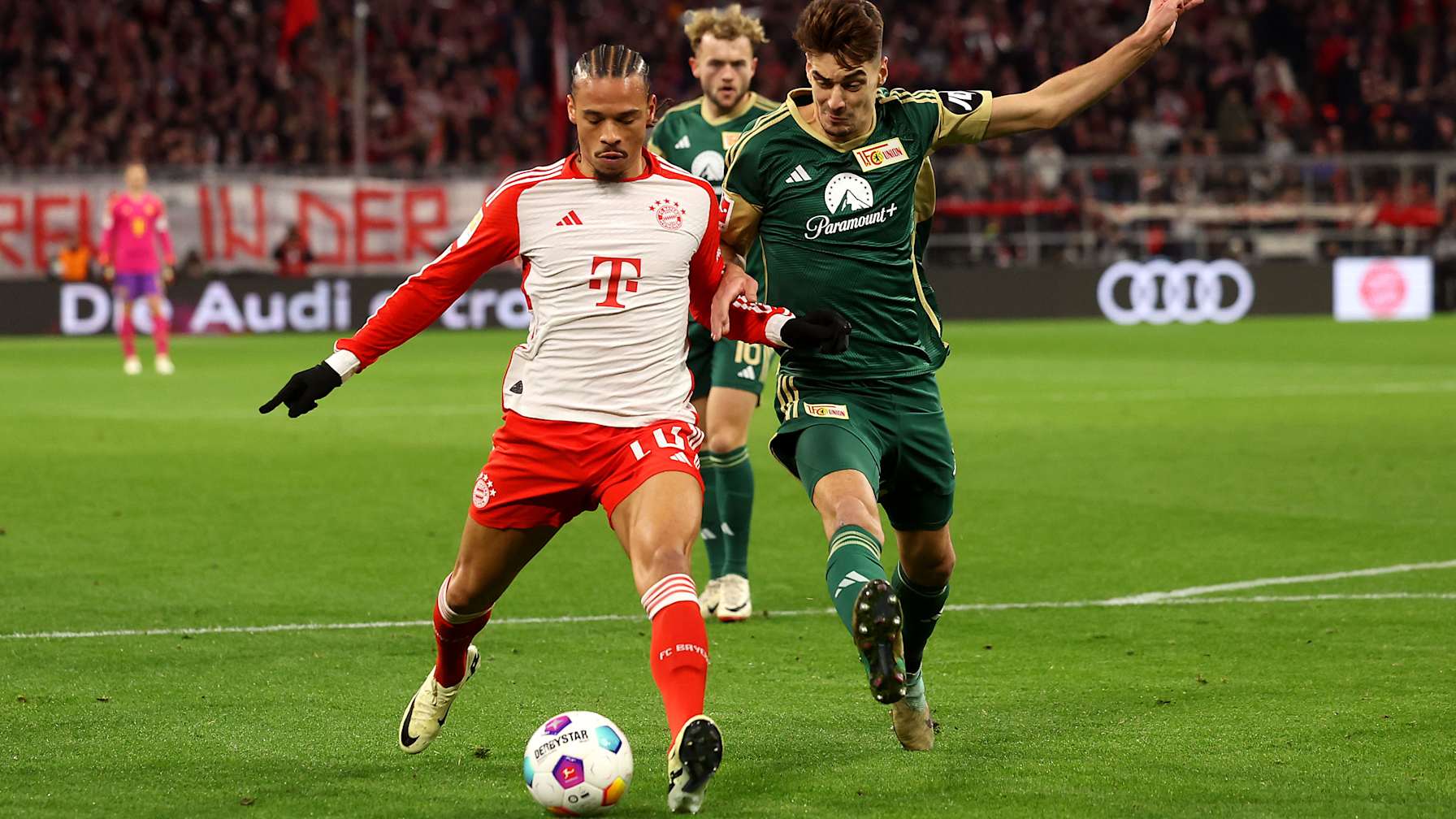 Spielszene aus dem Bundesliga-Duell FC Bayern vs 1. FC Union Berlin